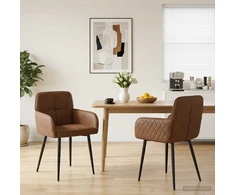 Valgomojo kėdės 2 pcs Dirbtinė suedė oda Ruda 59 x 56,5 x 85 cm