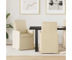 Valgomojo kėdės 2 pcs Kreminė 57 x 67 x 98 cm audinys