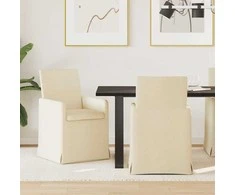 Valgomojo kėdės 2 pcs Kreminė 57 x 67 x 95 cm audinys