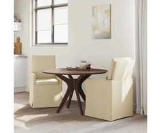 Valgomojo kėdės 2 pcs Kreminė 57 x 67 x 98 cm audinys