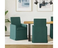 Valgomojo kėdės 2 pcs Tamsiai žalia 57 x 67 x 95 cm audinys