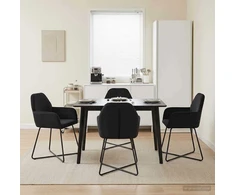Valgomojo kėdės 4 pcs Aksomas Juoda 55 x 50 x 84 cm