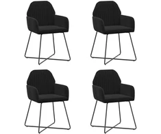 Valgomojo kėdės 4 pcs Aksomas Juoda 55 x 50 x 84 cm