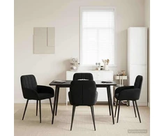 Valgomojo kėdės 4 pcs Aksomas Juoda 56,5 x 50 x 86 cm
