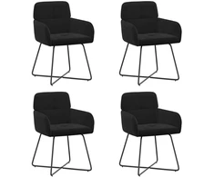 Valgomojo kėdės 4 pcs Aksomas Juoda 59 x 56,5 x 86 cm
