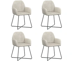 Valgomojo kėdės 4 pcs Aksomas Kreminė 55 x 50 x 84 cm