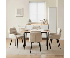 Valgomojo kėdės 4 pcs Aksomas Kreminė 59 x 59,5 x 90 cm