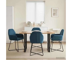 Valgomojo kėdės 4 pcs Aksomas Mėlyna 55 x 50 x 84 cm