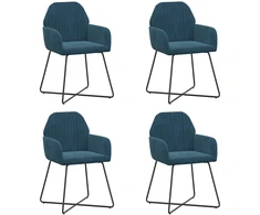 Valgomojo kėdės 4 pcs Aksomas Mėlyna 55 x 50 x 84 cm