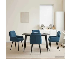 Valgomojo kėdės 4 pcs Aksomas Mėlyna 59 x 59,5 x 90 cm