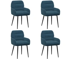 Valgomojo kėdės 4 pcs Aksomas Mėlyna 59 x 59,5 x 90 cm