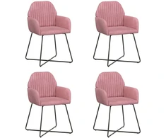 Valgomojo kėdės 4 pcs Aksomas Rožinė 55 x 50 x 84 cm