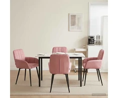 Valgomojo kėdės 4 pcs Aksomas Rožinė 56,5 x 50 x 86 cm