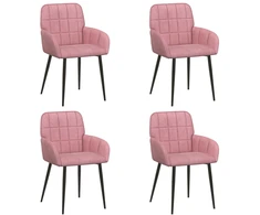 Valgomojo kėdės 4 pcs Aksomas Rožinė 56,5 x 50 x 86 cm