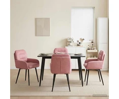 Valgomojo kėdės 4 pcs Aksomas Rožinė 59 x 59,5 x 90 cm