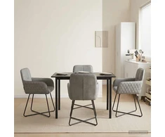 Valgomojo kėdės 4 pcs Aksomas Šviesiai pilka 59 x 56,5 x 86 cm