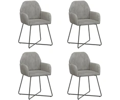Valgomojo kėdės 4 pcs Aksomas Šviesiai pilka 55 x 50 x 84 cm