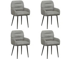 Valgomojo kėdės 4 pcs Aksomas Šviesiai pilka 59 x 59,5 x 90 cm