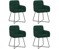 Valgomojo kėdės 4 pcs Aksomas Tamsiai žalia 59 x 56,5 x 86 cm