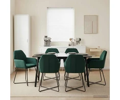 Valgomojo kėdės 4 pcs Aksomas Tamsiai žalia 55 x 50 x 84 cm