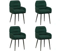 Valgomojo kėdės 4 pcs Aksomas Tamsiai žalia 59 x 59,5 x 90 cm