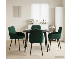 Valgomojo kėdės 4 pcs Aksomas Tamsiai žalia 57 x 50 x 85 cm