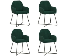 Valgomojo kėdės 4 pcs Aksomas Tamsiai žalia 55 x 50 x 84 cm