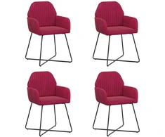 Valgomojo kėdės 4 pcs Aksomas Vyno raudona 55 x 50 x 84 cm