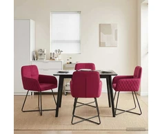 Valgomojo kėdės 4 pcs Aksomas Vyno raudona 59 x 56,5 x 86 cm