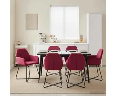 Valgomojo kėdės 4 pcs Aksomas Vyno raudona 55 x 50 x 84 cm
