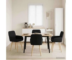 Valgomojo kėdės 4 pcs Audinys Juoda 56,5 x 50 x 87,5 cm