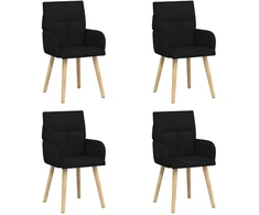 Valgomojo kėdės 4 pcs Audinys Juoda 60 x 56 x 96 cm