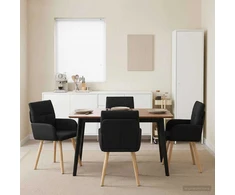 Valgomojo kėdės 4 pcs Audinys Juoda 60 x 56 x 96 cm