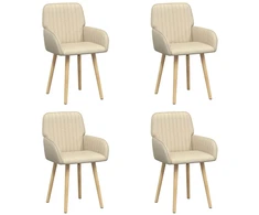 Valgomojo kėdės 4 pcs Audinys Kreminė 56,5 x 50 x 87,5 cm