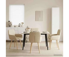 Valgomojo kėdės 4 pcs Audinys Kreminė 56,5 x 50 x 87,5 cm