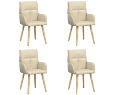 Valgomojo kėdės 4 pcs Audinys Kreminė 60 x 56 x 96 cm