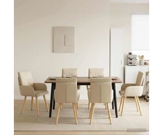 Valgomojo kėdės 4 pcs Audinys Kreminė 60 x 56 x 96 cm