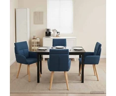 Valgomojo kėdės 4 pcs Audinys Mėlyna 60 x 56 x 96 cm
