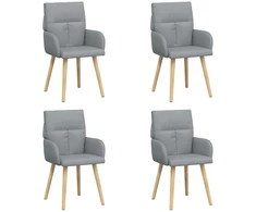 Valgomojo kėdės 4 pcs Audinys Šviesiai pilka 60 x 56 x 96 cm