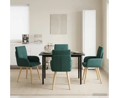 Valgomojo kėdės 4 pcs Audinys Tamsiai žalia 60 x 56 x 96 cm