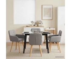 Valgomojo kėdės 4 pcs Bouclé Šviesiai pilka 59 x 56 x 86 cm