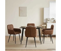 Valgomojo kėdės 4 pcs Dirbtinė suedė oda Ruda 59 x 56,5 x 85 cm