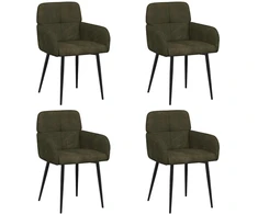 Valgomojo kėdės 4 pcs Dirbtinė suedė oda Armijos Žalia