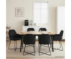 Valgomojo kėdės 6 pcs Aksomas Juoda 55 x 50 x 84 cm