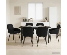 Valgomojo kėdės 6 pcs Aksomas Juoda 57 x 50 x 85 cm
