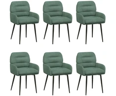 Valgomojo kėdės 6 pcs Aksomas Jūrinė žalia 59 x 59,5 x 90 cm