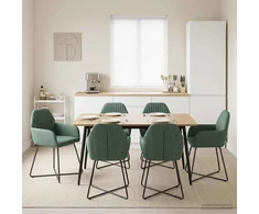 Valgomojo kėdės 6 pcs Aksomas Jūrinė žalia 55 x 50 x 84 cm