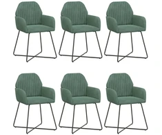 Valgomojo kėdės 6 pcs Aksomas Jūrinė žalia 55 x 50 x 84 cm