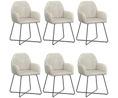 Valgomojo kėdės 6 pcs Aksomas Kreminė 55 x 50 x 84 cm