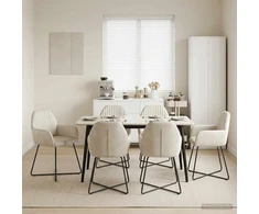 Valgomojo kėdės 6 pcs Aksomas Kreminė 55 x 50 x 84 cm